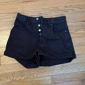 Black high rise jean shorts